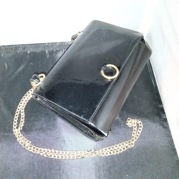 Black patent vintage Lewis box purse bag crossbody - Picture 11 of 12